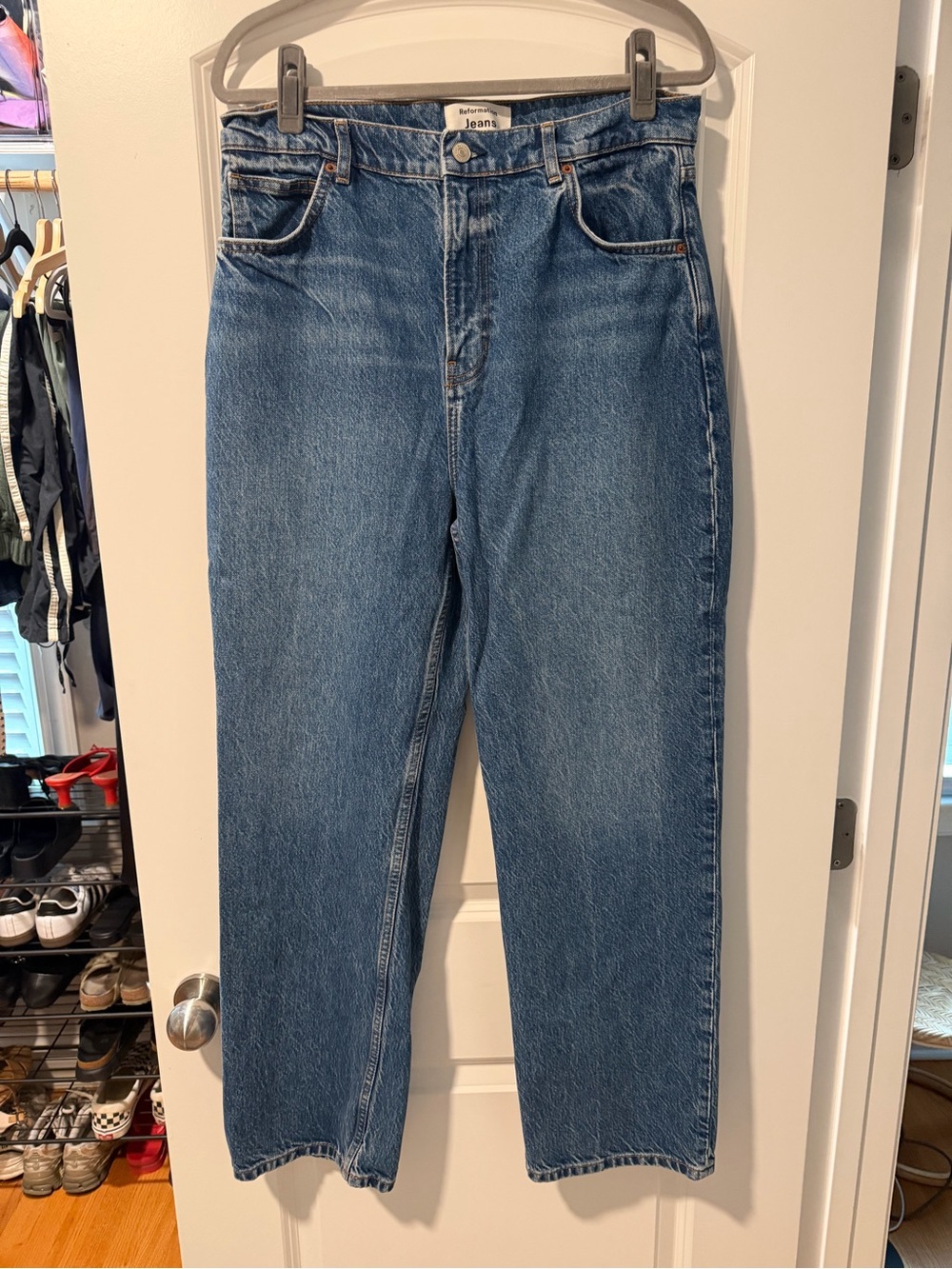 Reformation Straight Leg Jeans in Blue Denim